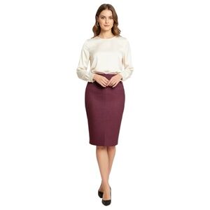 NWT Classiques Entier Size 6 Pencil Skirt Burgundy Wool